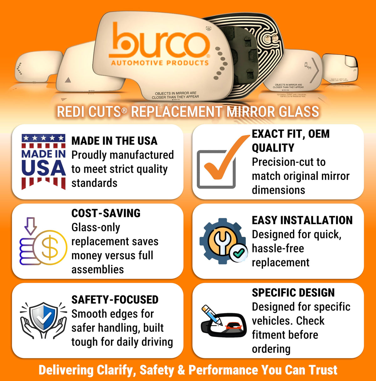 Burco Vehicle Mirror 4086S, 6.75 in – view 2