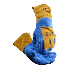 Caiman 1512 Welding Safety Glove, Large, Blue/Gold