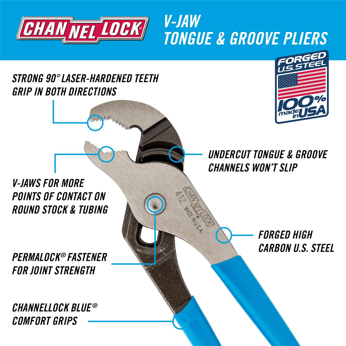 Channellock Pliers 412, 6.5 inch – view 2