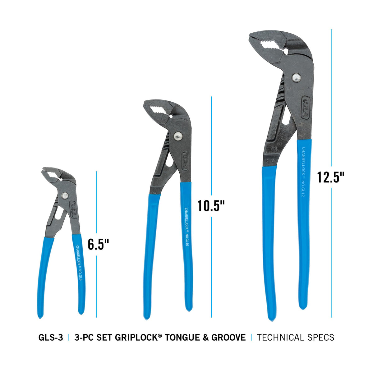 Channellock Pliers GLS-3, 6.5", 9.5", 12.5" – view 2