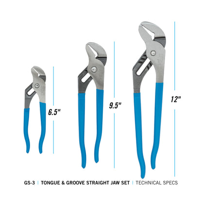 Channellock Pliers GS-3, 3 Piece Set, 6.5", 9.5", 12" – view 2