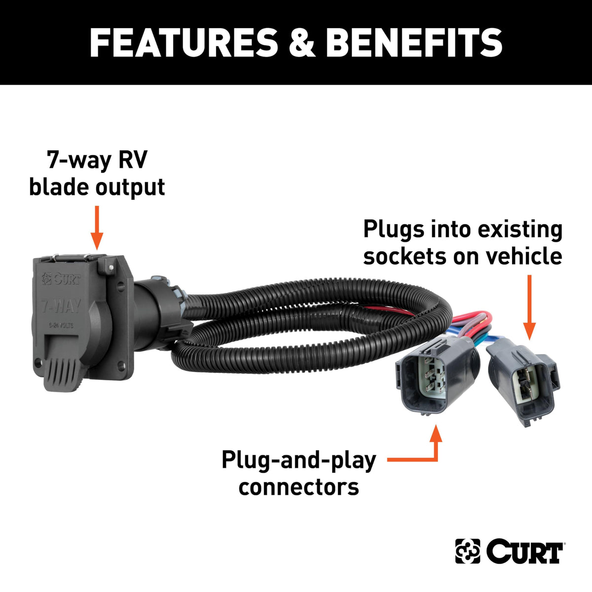CURT Cable Assembly 56443, 8.43 x 5.71 x 3.03 in – view 2