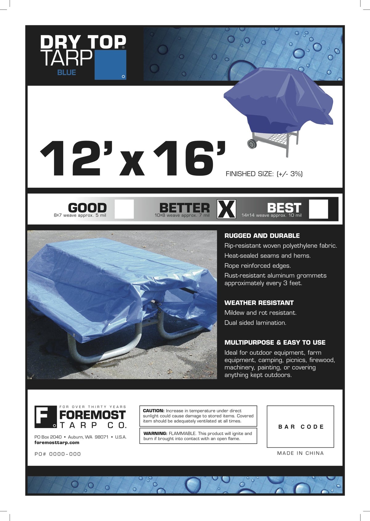 Dry Top Tarp 1216, 12 x 16 ft – view 3