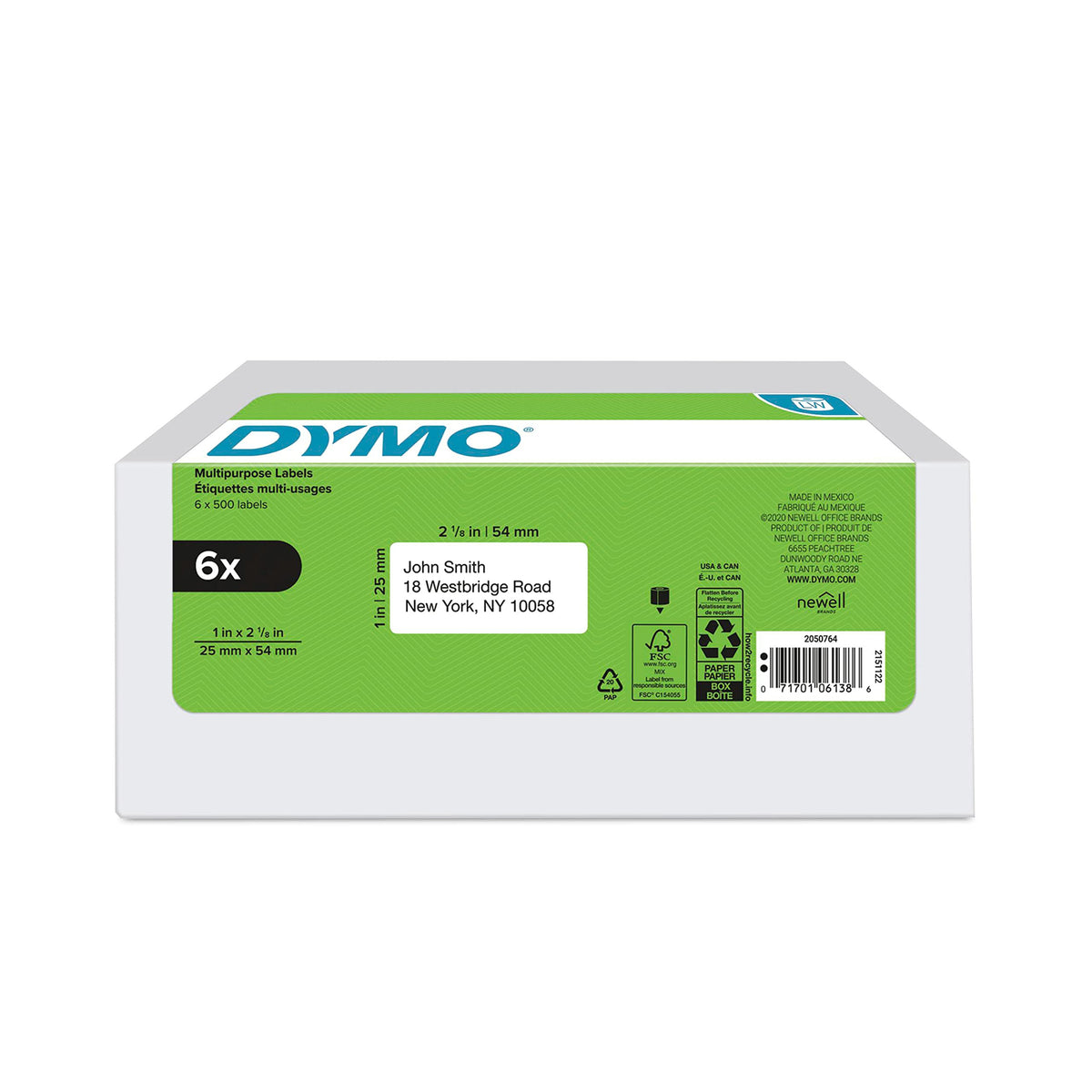 DYMO Label 2050764, 6 Rolls, 3000 Count