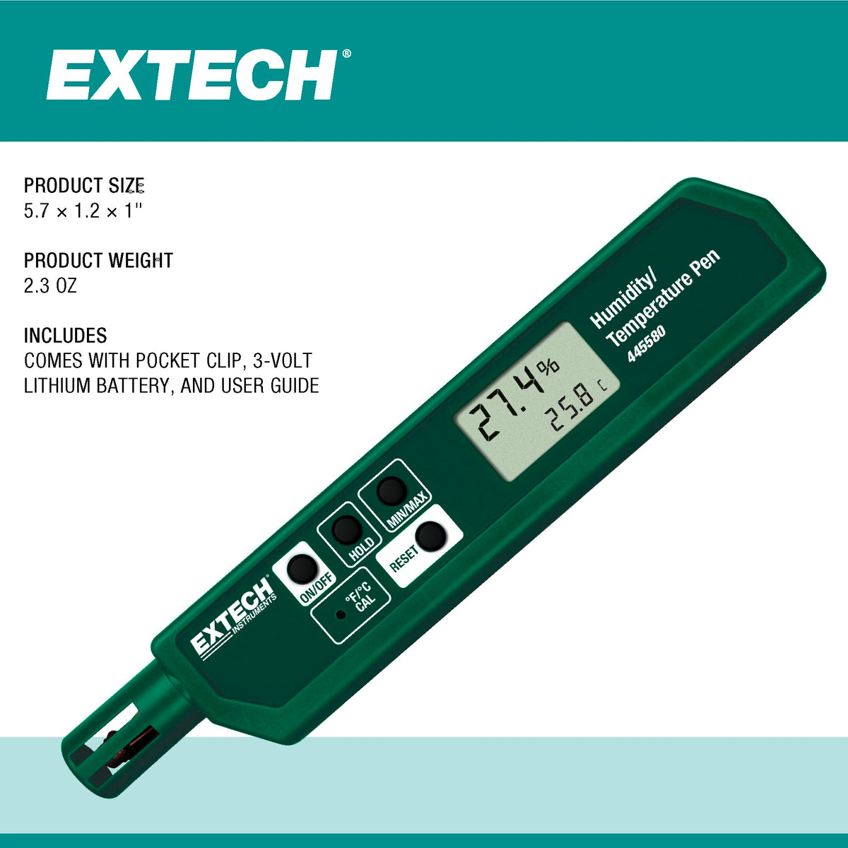 Extech Humidity Meter 445580, compact size – view 7