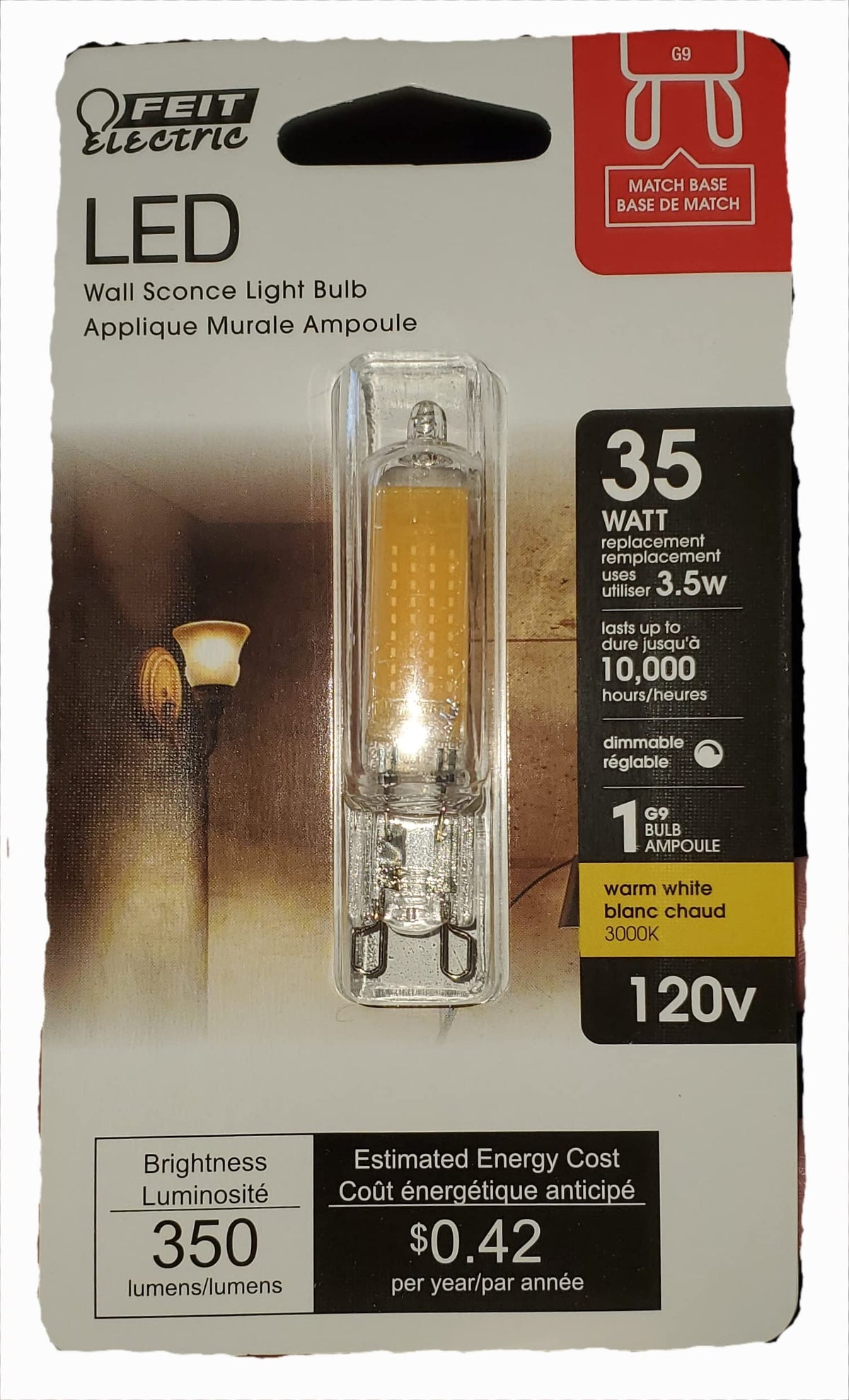 Feit Electric Vehicle Light Bulb BP35G9/830/LED, One Size