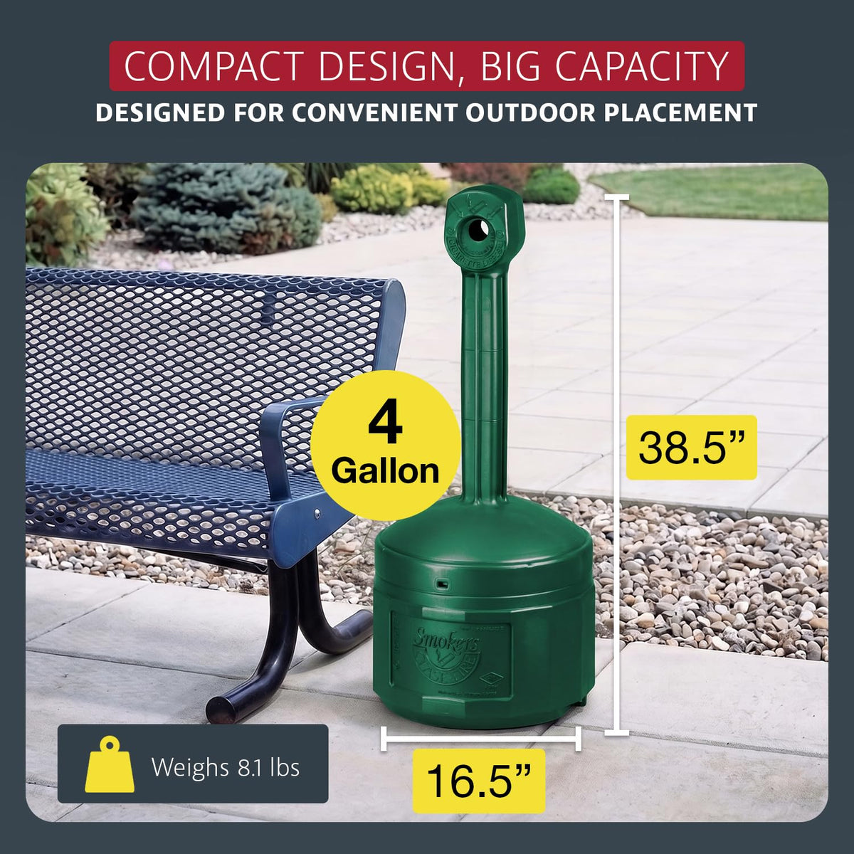 Justrite Ashtray 26800G, 4 Gallon – view 2