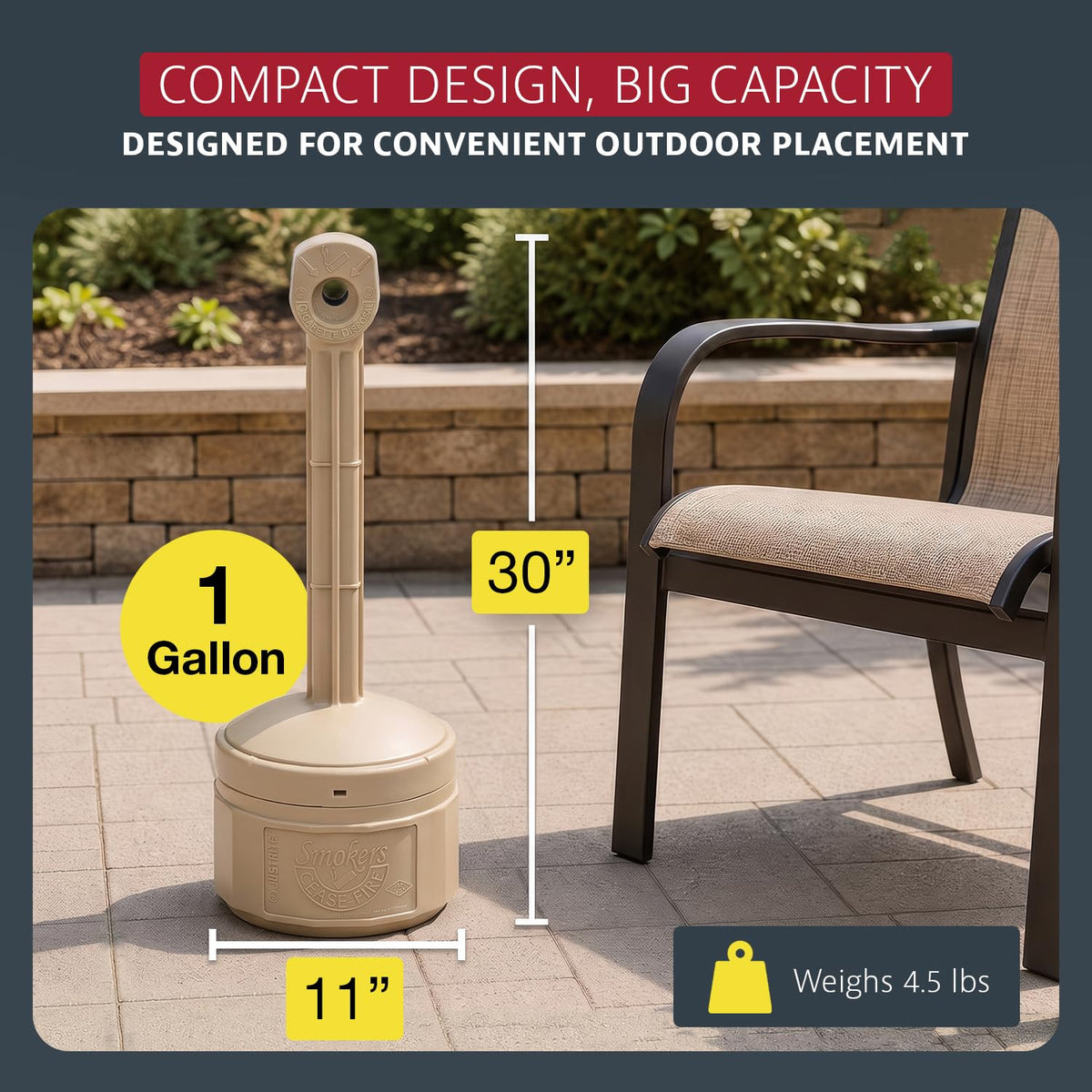 Justrite Ashtray 26806B, 1 Gallon – view 2