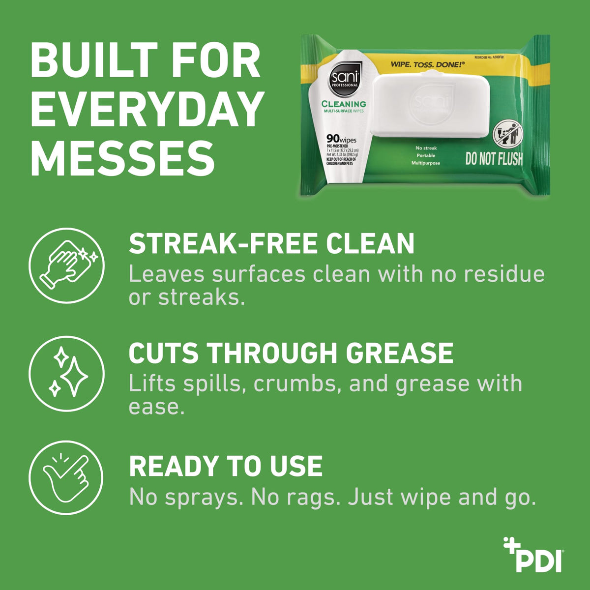 PDI Surface Cleaning Wipe A580FW, 90 Count (Pack of 12), 1080 Count – view 6