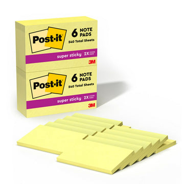 Post-it Self Stick Note 655-12SSCY, 3" x 0.6", 12 Count