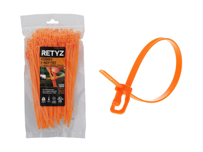 RETYZ Cable Tie EVT-S08OR-TA, 100 Pack