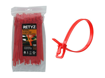 RETYZ Cable Tie EVT-S08RD-TA, 100 Pack