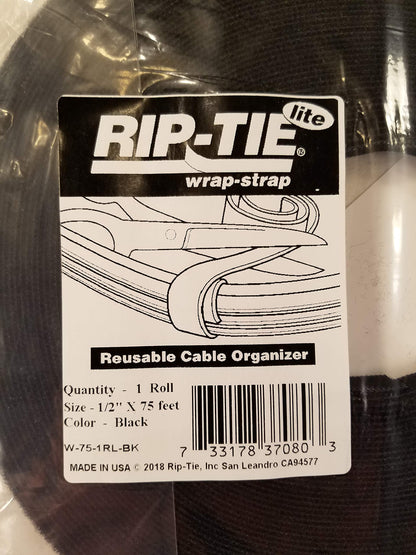 Rip-Tie Cable Tie W-75-1RL-BK, 1/2 Inch x 75 ft – view 2