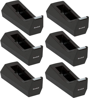 Scotch Brand Tape Label Dispenser C38-BK, 6-Pack