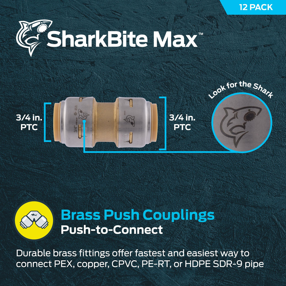 SharkBite Hose Pipe Fitting UR016, 3/4 in., 12 Pack – view 2