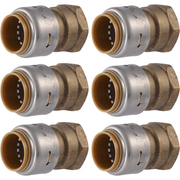 SharkBite Hose Pipe Fitting UR088, 3/4 in. PTC x 3/4 in. FNPT, 6 Pack