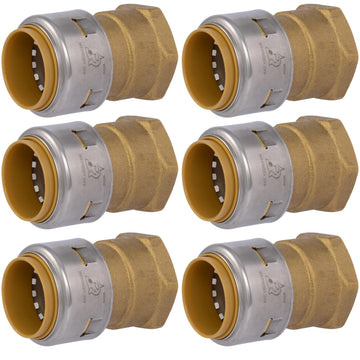 SharkBite Hose Pipe Fitting UR094, 1 in. PTC x 1 in. FNPT, 6 Pack