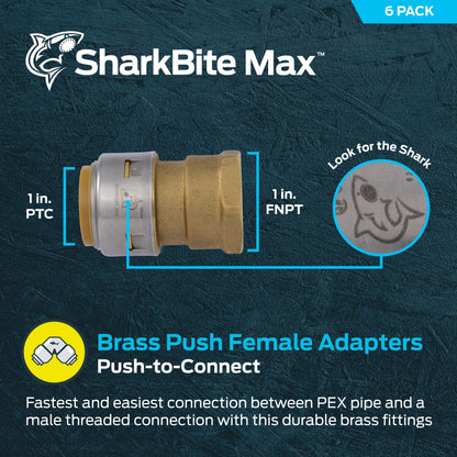 SharkBite Hose Pipe Fitting UR094, 1 in. PTC x 1 in. FNPT, 6 Pack – view 2