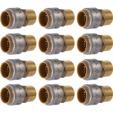 SharkBite Hose Pipe Fitting UR134, 3/4 in. PTC x 3/4 in. MNPT, 12 Pack