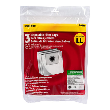 Shop-Vac Vacuum Cleaner Bag 90660, 4-Gallon, 3 Count