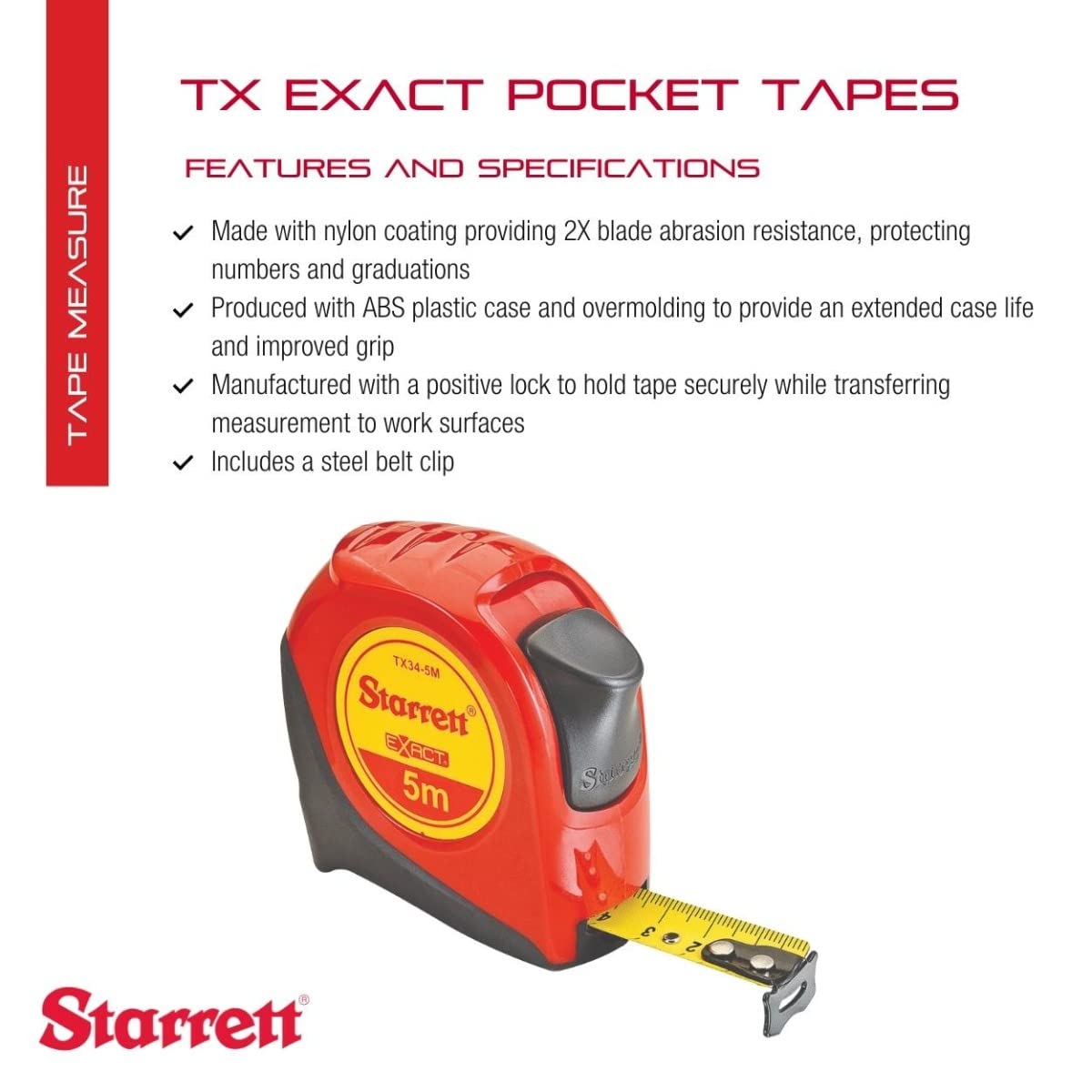 Starrett Tape Measure KTX34-5M-N, 3/4" Width x 5m Length – view 2