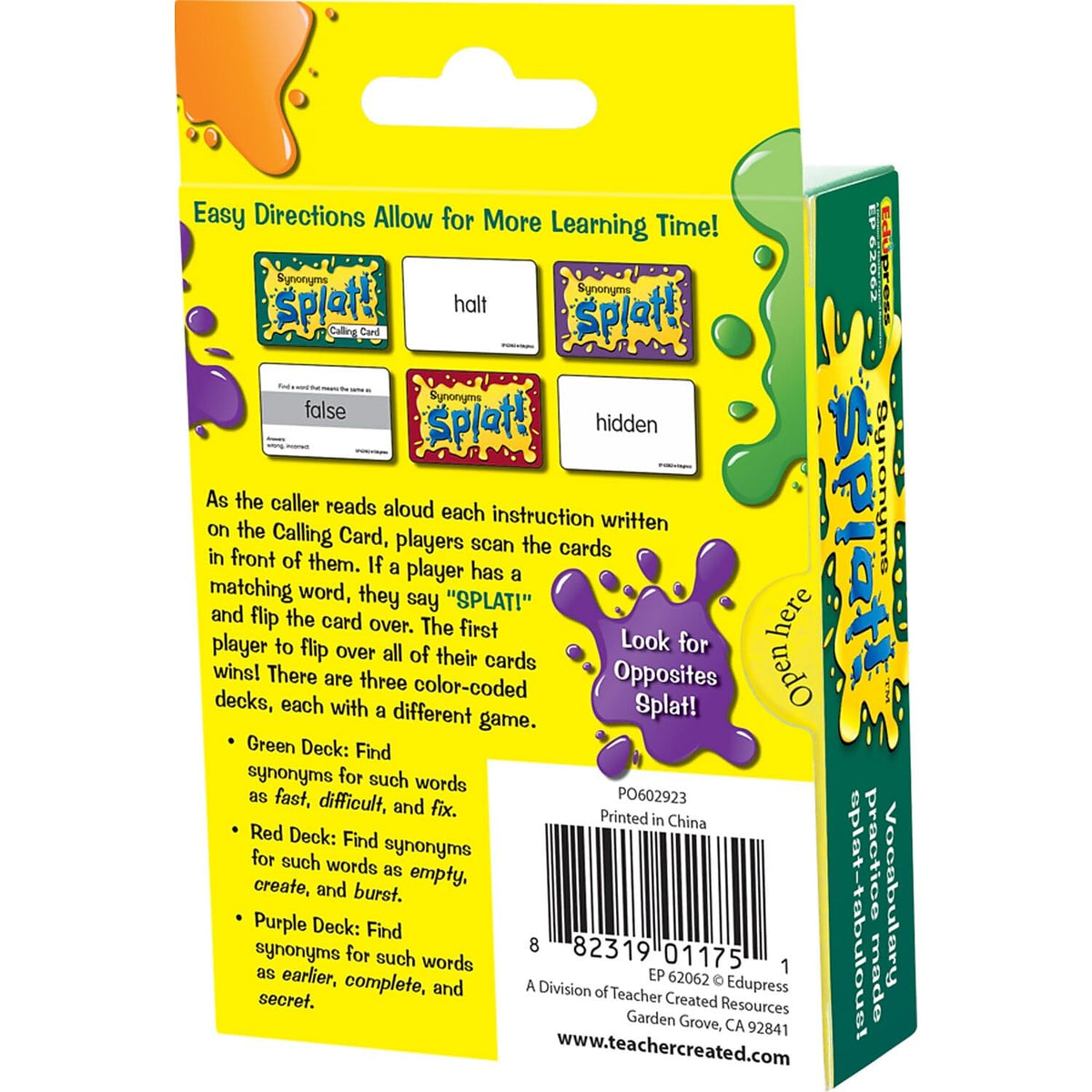 Teacher Created Resources Tabletop Game EP62062, Synonyms Splat Game – view 4