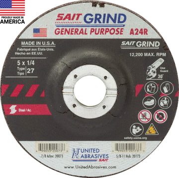 United Abrasives Abrasive Wheels 20073, 5" x 1/4" x 7/8", 25 Count