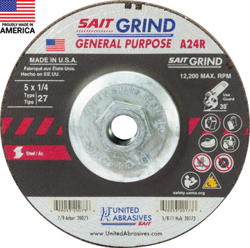 United Abrasives Abrasive Wheels 20173, 5" x 1/4" x 5/8-11"