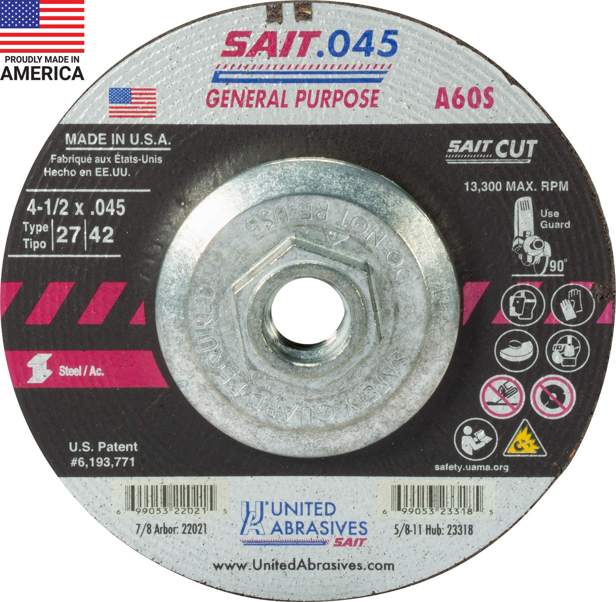 United Abrasives Abrasive Wheels 23318, 4-1/2 X .045 X 5/8-11 - in, 10 Count