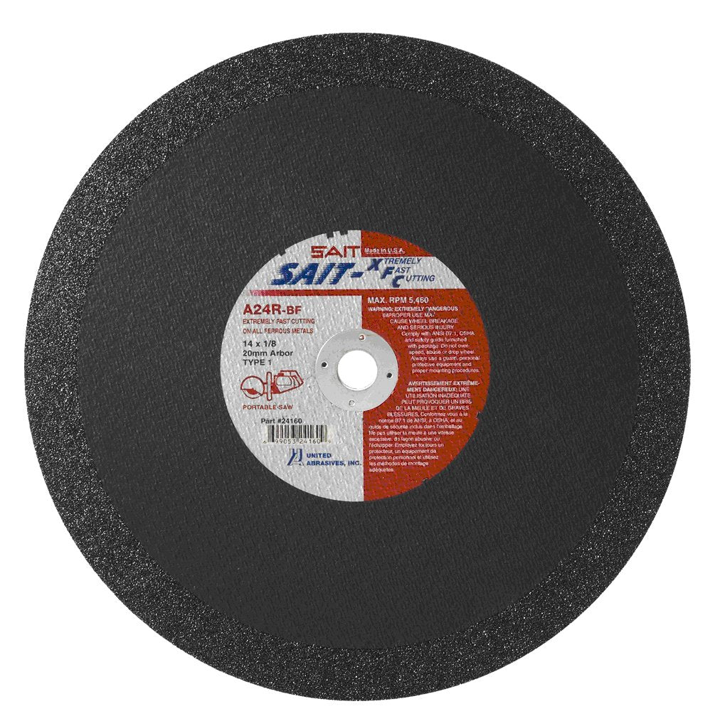 United Abrasives Abrasive Wheels 24160, 14 X 1/8 X 20MM - in, 10 Count