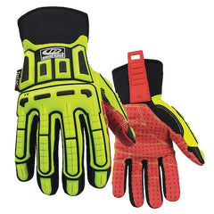 Ringers Gloves 270-10 Synthetic Leather Palm, High-Visibility Yellow/Red, Pair