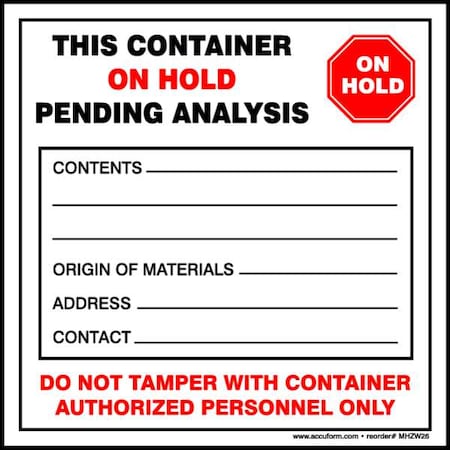 Accuform Safety Sign MHZW26EVC - product photo 1