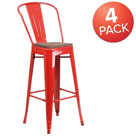 Flash Furniture Kitchen Furniture 4-CH-31320-30GB-RED-WD-GG - product photo 1