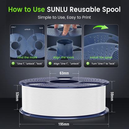 SUNLU Thermoplastic Filament PLA Plus 3D Filament SL-BK/BK, 2 kg – view 3
